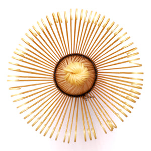 top view of a bamboo whisk with 100 prongs